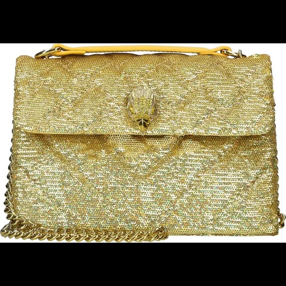 KURT GEIGER LONDON Kensington Gold Sequins Crossbody Bag - Picture 2 of 9